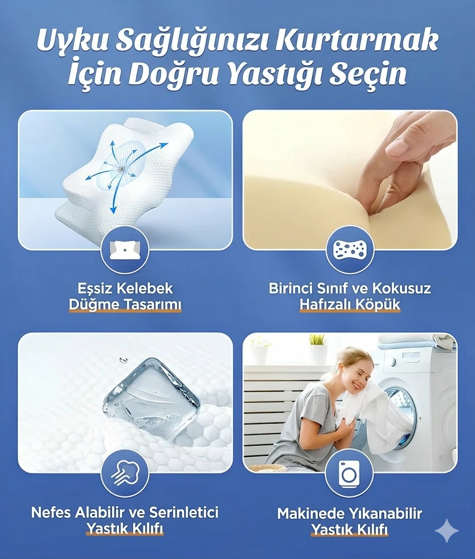 Konfor™ Ortopedik 100% Visko Boyun Destekli Tedavi Yastığı