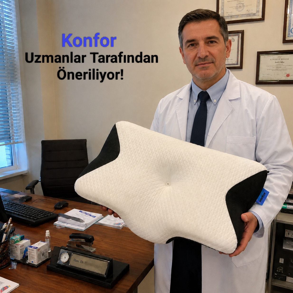 Konfor™ Ortopedik 100% Visko Boyun Destekli Tedavi Yastığı